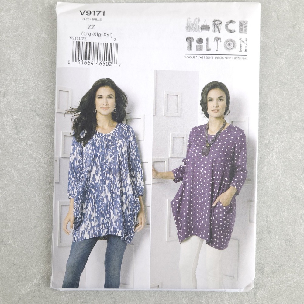 Vogue V9171 Marcy Tilton Loose Tunic Sewing Pattern Lagenlook Inspired L-XL-XXL